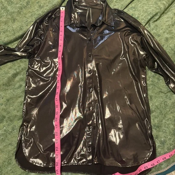 By Anthropologie Metallic Gunmetal Blouse - XS - Picture 8 of 9